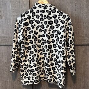 Tahari Black and Cream Leopard Print Turtleneck Sweater